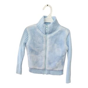 Light Blue Fuzzy Zip-Up Sweater Jacket Size Small